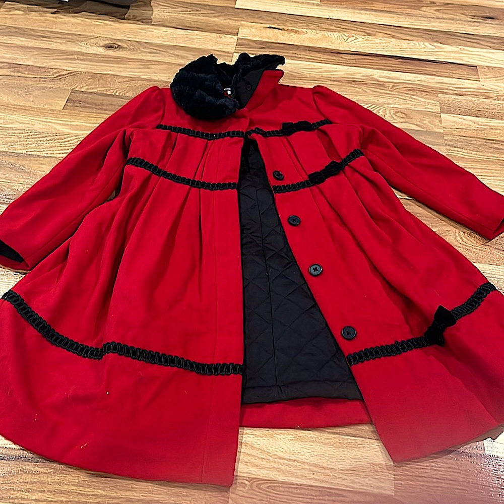 Heartstrings red and black kids winter coat